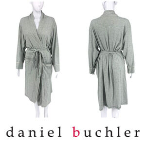 Daniel Buchler Sz M/L Heathered Gray Bathrobe Kimono Robe 100% Pima Cotton Peru